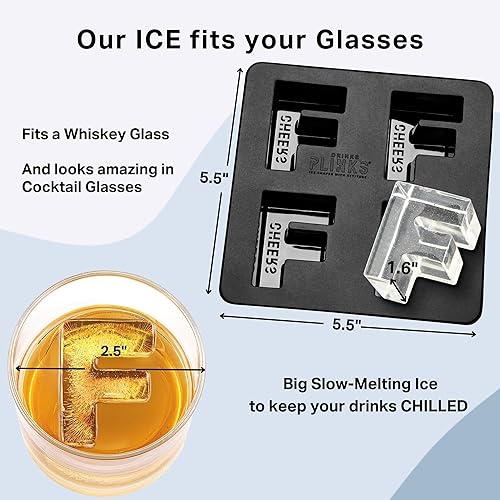 Miniatura 4 de DRINKSPLINKS Bandeja de silicona para cubitos de hielo con letra F grande, molde para cubitos de hielo en forma de monograma para congelar, hornear