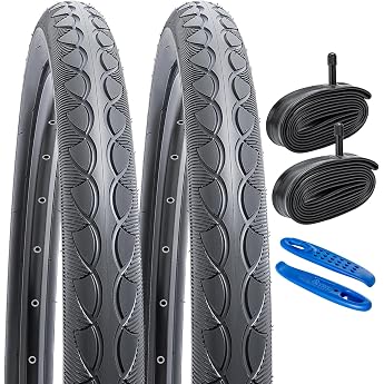 YunSCM 2 x Foldable 26 Inch Tyres 26 x 2.0 ETRTO 50-559 and 26 Inch Tube AV32 mm Valve Compatible 26 x 1.95 26 x 2.0 26 x 2.1