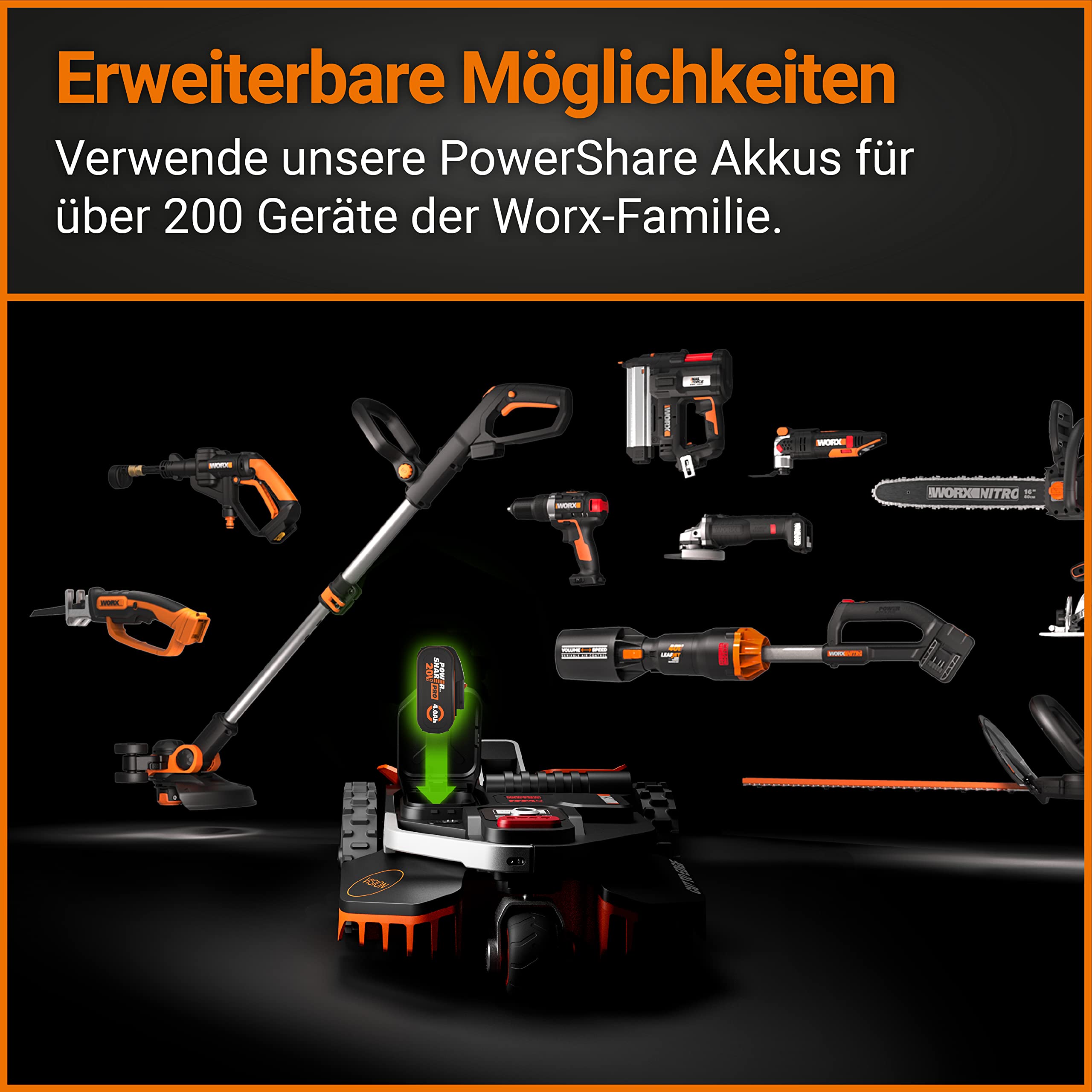 WORX Landroid Vision WR213E, Mähroboter ohne Begrenzungskabel, 1300 m² | L1300 Mähroboter, für Gärten bis 1300qm, Mähroboter ohne Begrenzungskabel und aktive Hindernisvermeidung