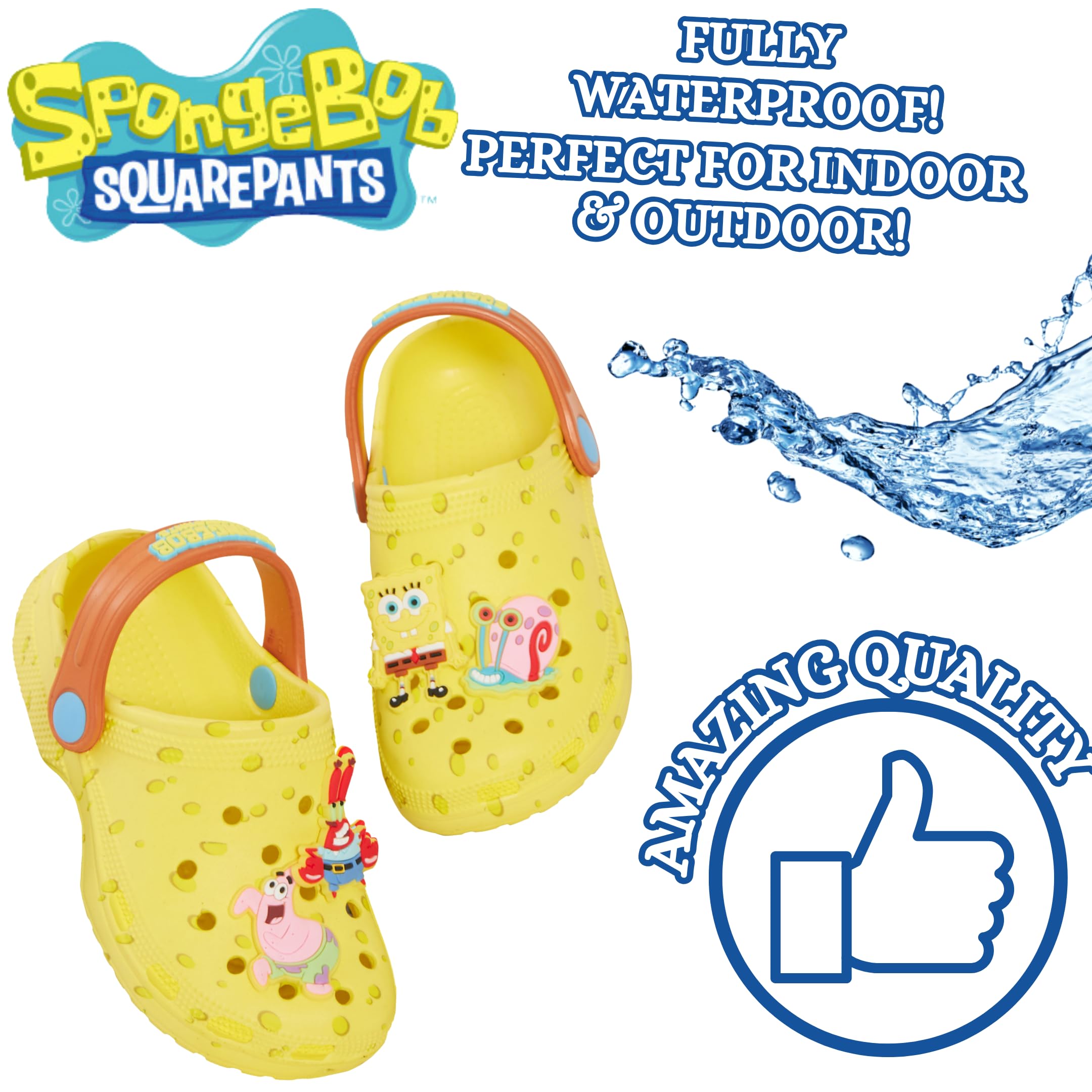 SPONGEBOB SQUAREPANTS Zoccoli Charms Sandali per Bambini Ciabatte estive con Cinturino Posteriore Scarpe da Spiaggia Vacanza