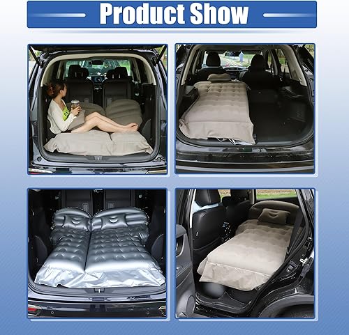 Miniatura 3 de X AUTOHAUX Colchón inflable de aire para coche, SUV, cojín de cama de campamento, almohada engrosada, colchón de PVC con bomba de aire eléctrica,