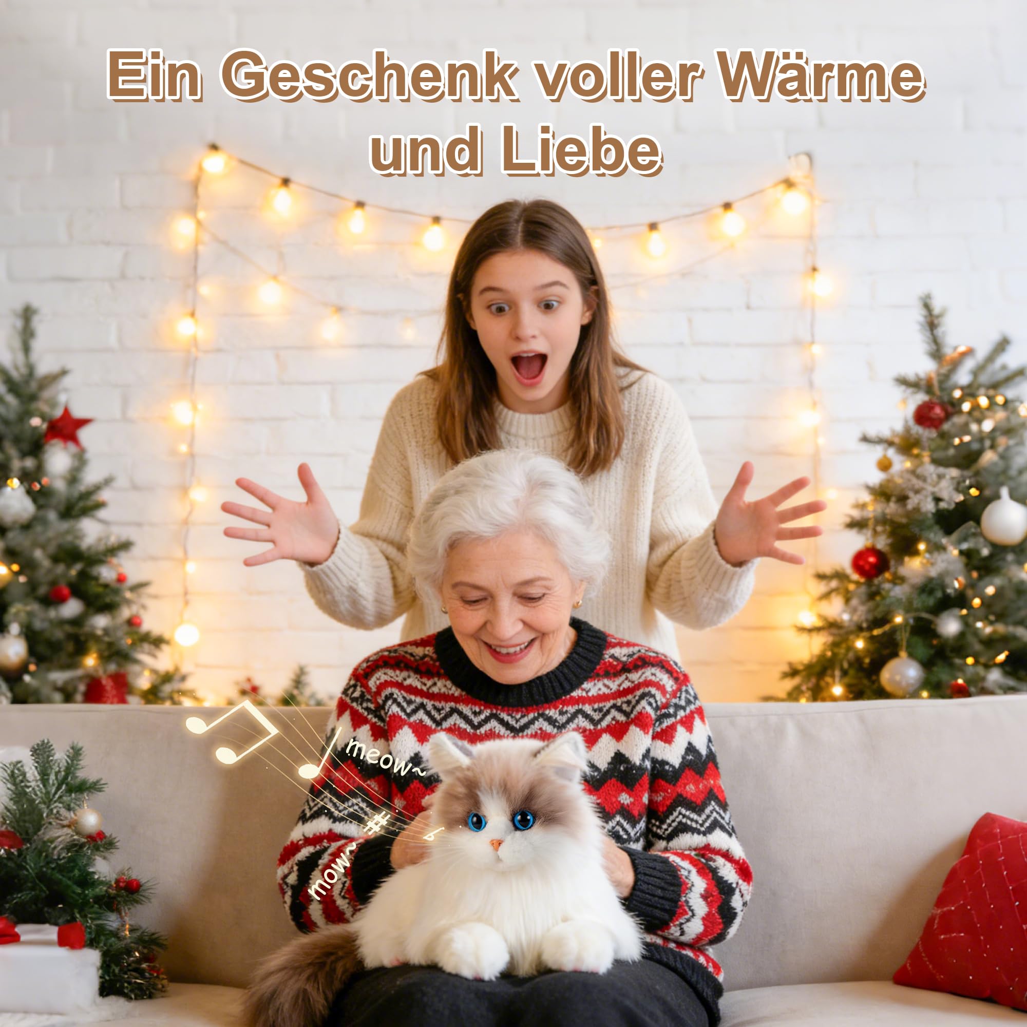 Chongker Interaktives Plüschtier Roboter Katze (Weiß)