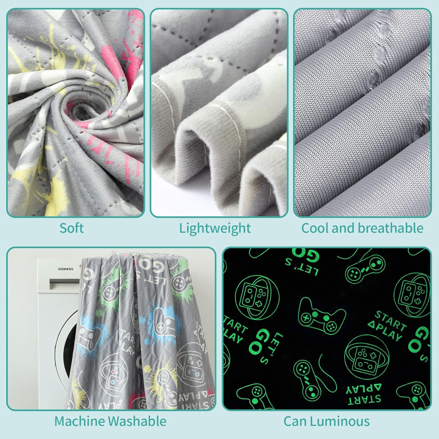 Cooling Blankets for Hot Sleepers,Glow in The Dark Blanket Game Controller Gifts for Boys,Q-Max>0.4 Arc-Chill Cooling Fiber,1-12 Year Old Teen Boys Gifts,Soft Cozy Gamer Blanket,50"x60" - Image 6