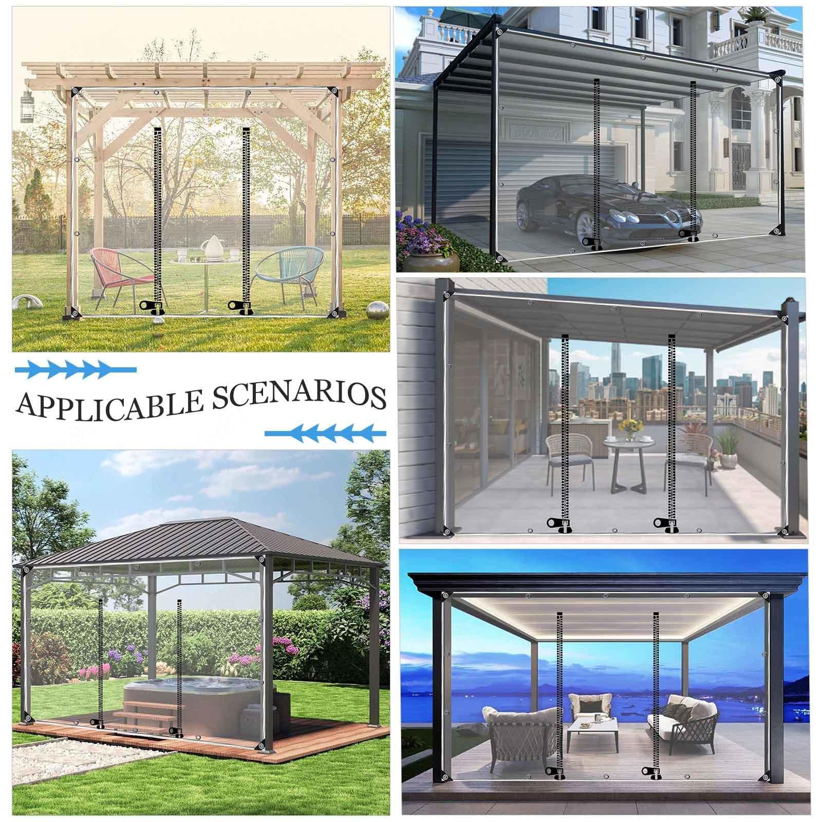 Gazebo impermeabile in PVC con tende trasparenti per pergola posto auto coperto e patio design trasparente con occhielli 5 x 3 m