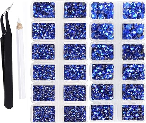 8000 unidades de 5 tamaños Hotfix Iron Flat Back Glasses Rhinestones Crystal para proyectos de bricolaje con pinzas y bolígrafo de recolección para