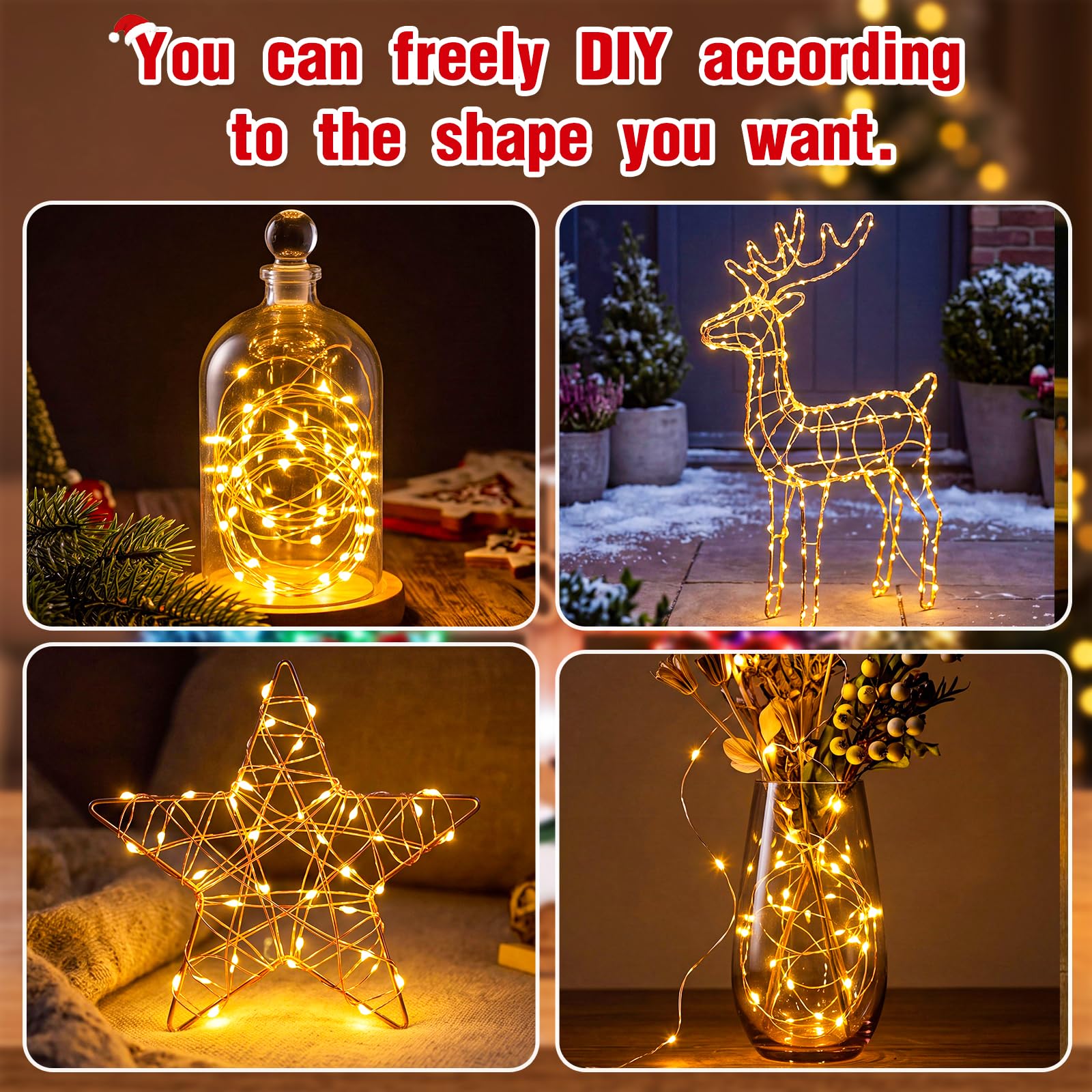 Macarrie Lot de 18 guirlandes lumineuses alimentées par USB - 4,9 m - 50 LED - Pour intérieur ou extérieur - Pour chambre à coucher, bricolage, fête, mariage, maison, festival, arbre, jardin