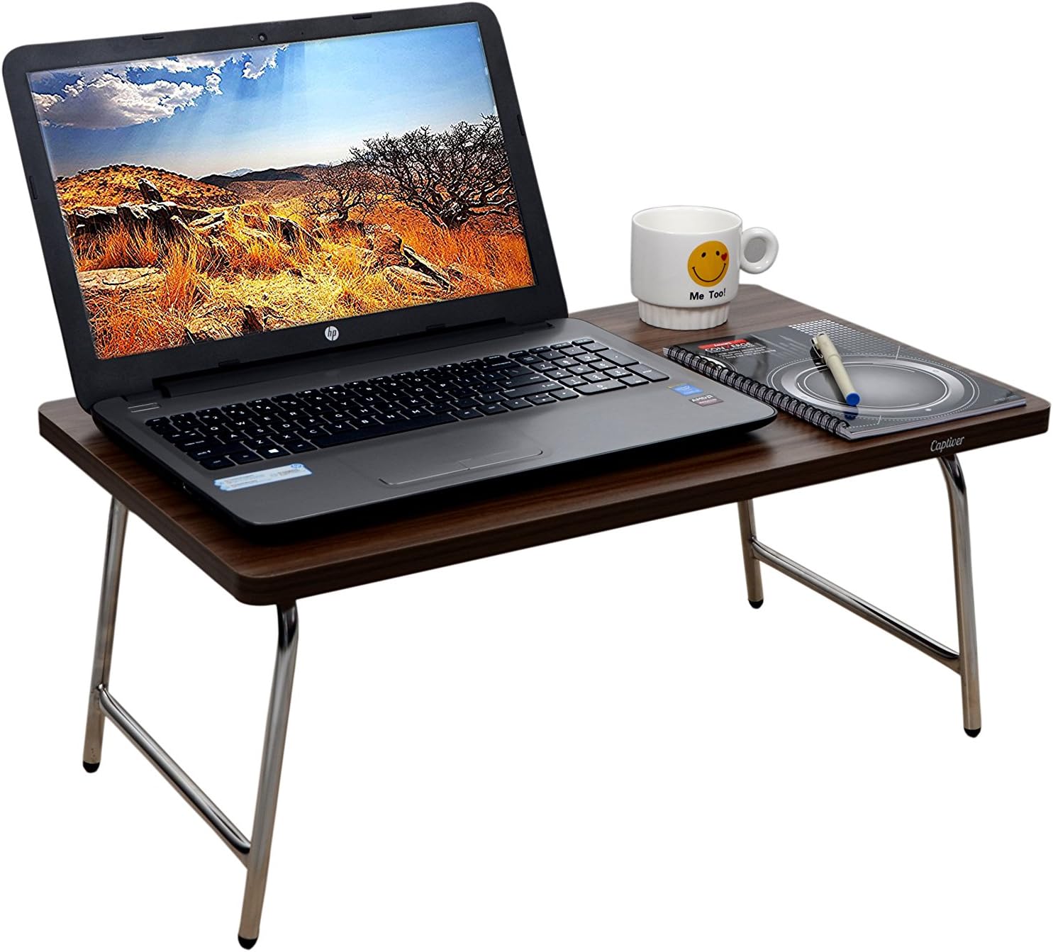 Captiver Mars Engineered Wood Bed Study Laptop Tables (60X35 CM Walnut) Sofa Breakfast Large Craft Stand Lapcare Lap Working Game Doraemon Pooja Wood