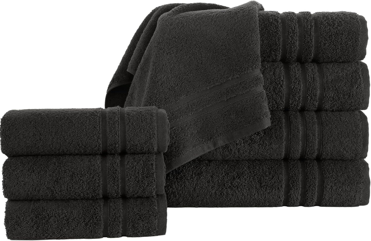 Hawmam Linen Black Bath Towels and Hand Towels 8Pack 4 Pieces 27x54 Bath Towels