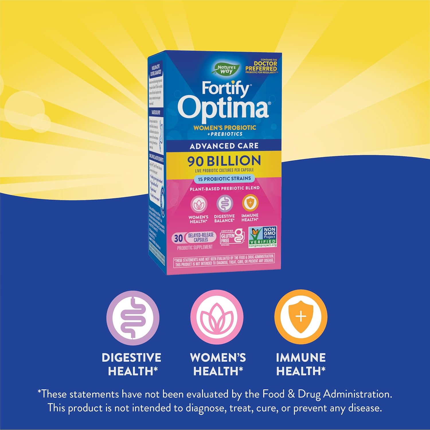 Nature's Way - Primadophilus Optima Women's 90 Billion Active Probiotics - 30 Vegetarian Capsules