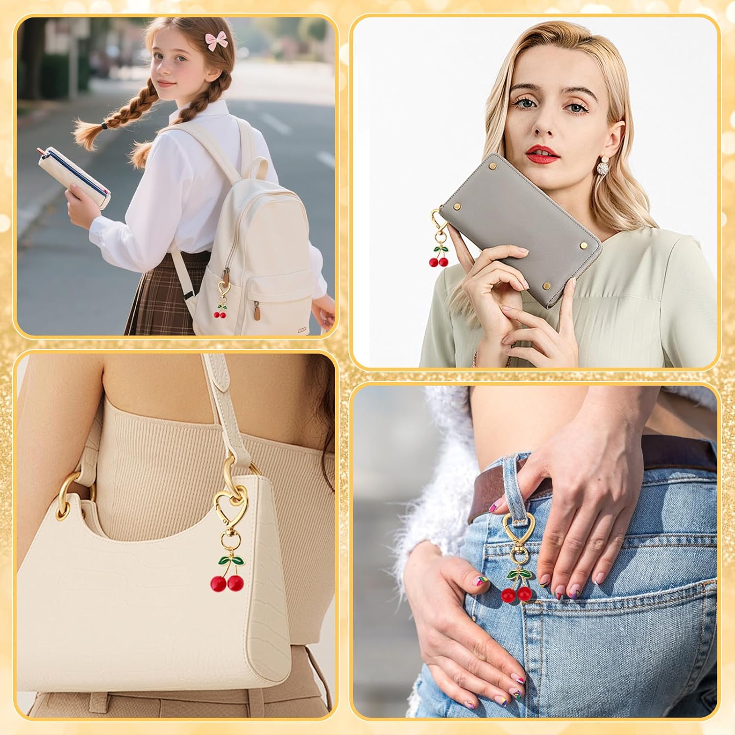 Dreamtop Cherry Keychain Party Favor Cherry Keychains Bulk Xmas Party Gifts Thank You Keyring Gift Fruit Charm Accessories for Guest Baptism Baby Shower Wedding Thanksgiving - Image 6