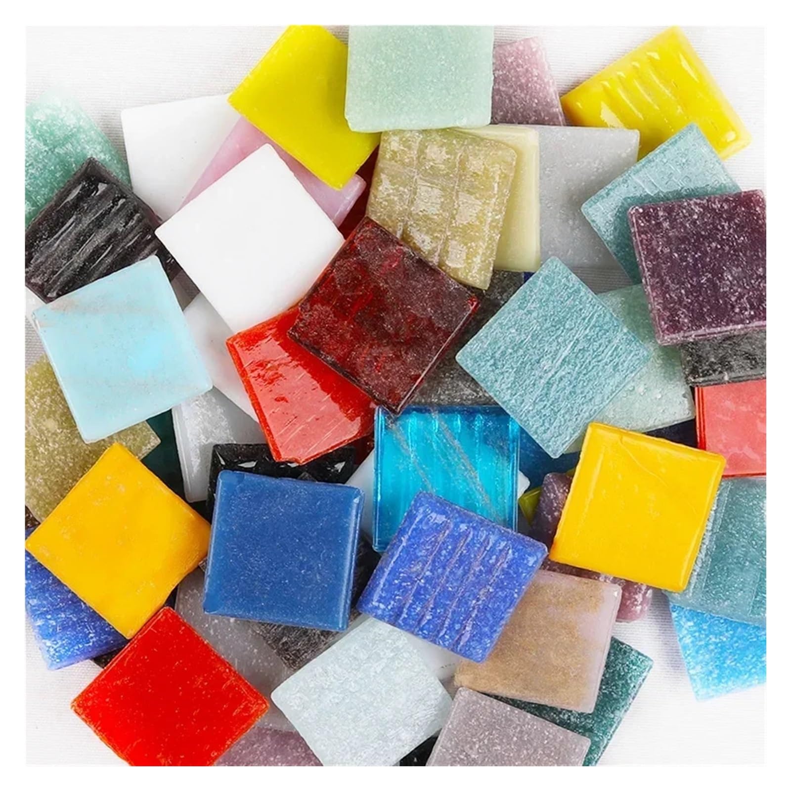 Ydyaenio Color 1 Mosaic Pieces 100G/3.5Oz(Approx.35pcs) Mosaic Quartz Tiles 2Cm/0.78In Square 0.4Cm/0.15In Thickness Diy Craft Materials Mixed Color For Home Garden Decoration Art Projects(Color 1)