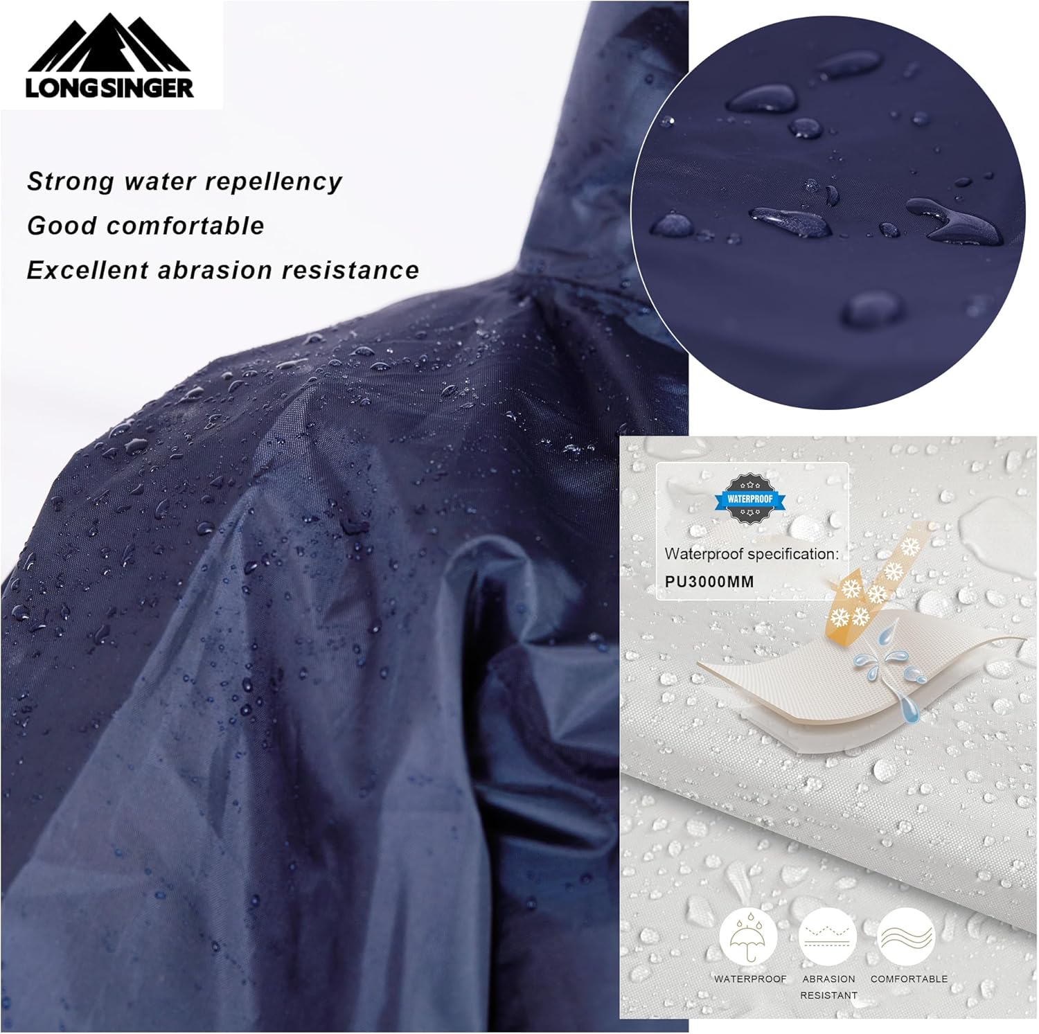 Rain Ponchos for Adults, Waterproof Rain Poncho with Hood and Arms for Hiking, Adjustable Length for All Heights - Image 6
