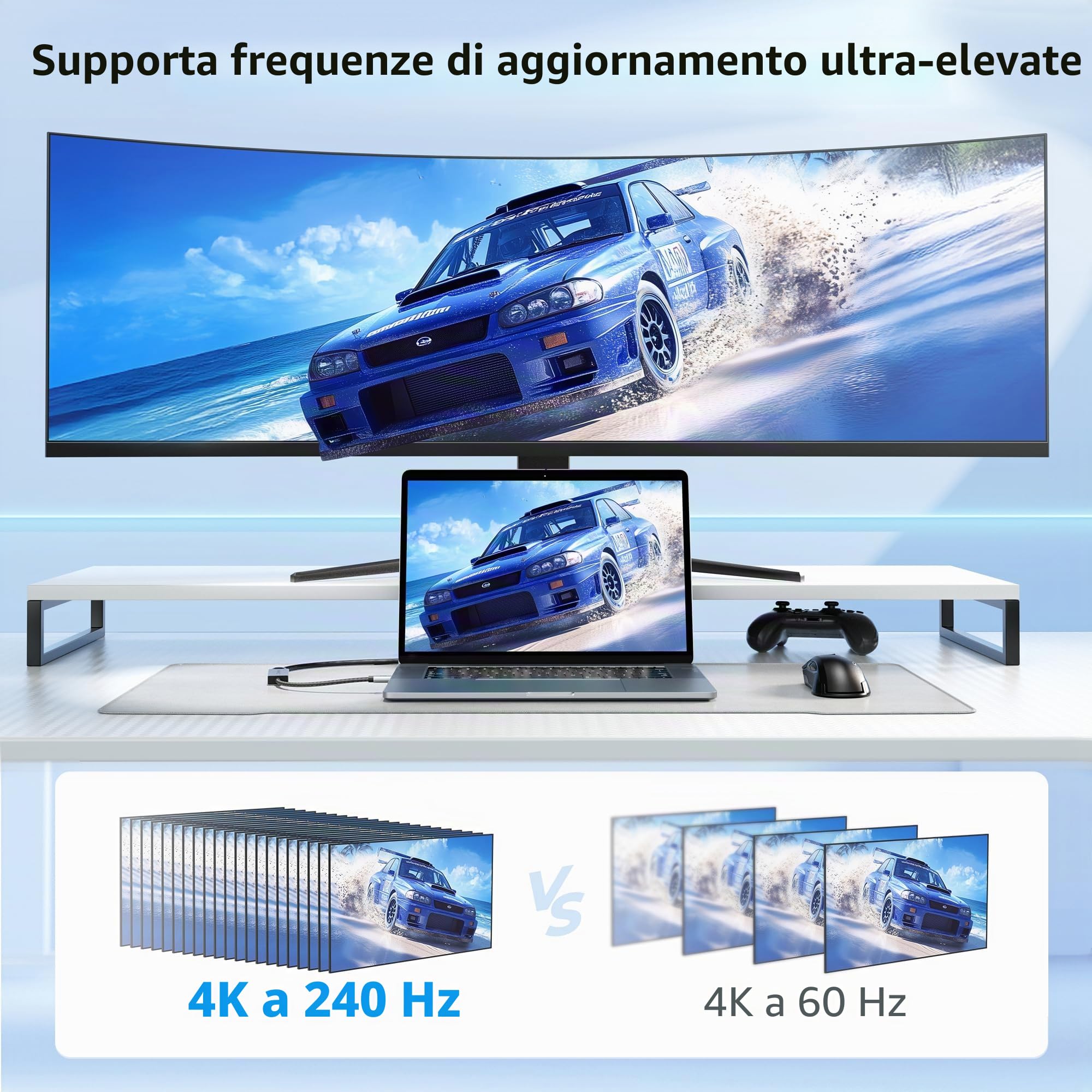 Cable Matters 48Gbps Adattatore USB C HDMI 2.1 per macOS, Supporto 8K 60Hz / 4K 240Hz HDR, Adattatore da Thunderbolt 4 a HDMI 2.1, Compatibile con iPhone 16/15