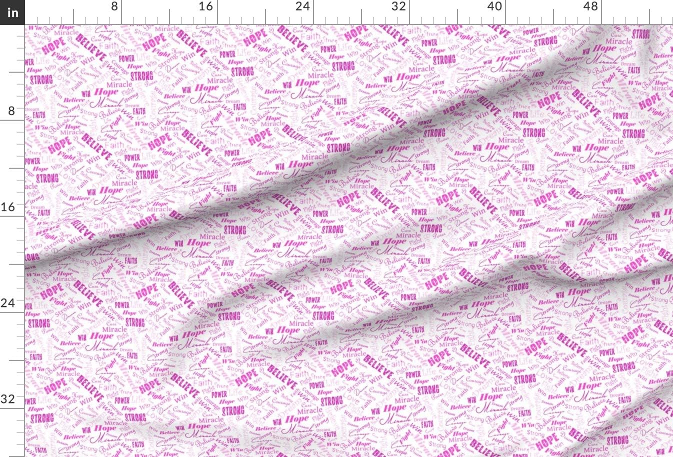Spoonflower Fabric - Cancer Words Deep Pink Awareness Printed on Upholstery Velvet Fabric Fat Quarter - Upholstery Home Decor Bottomweight Apparel