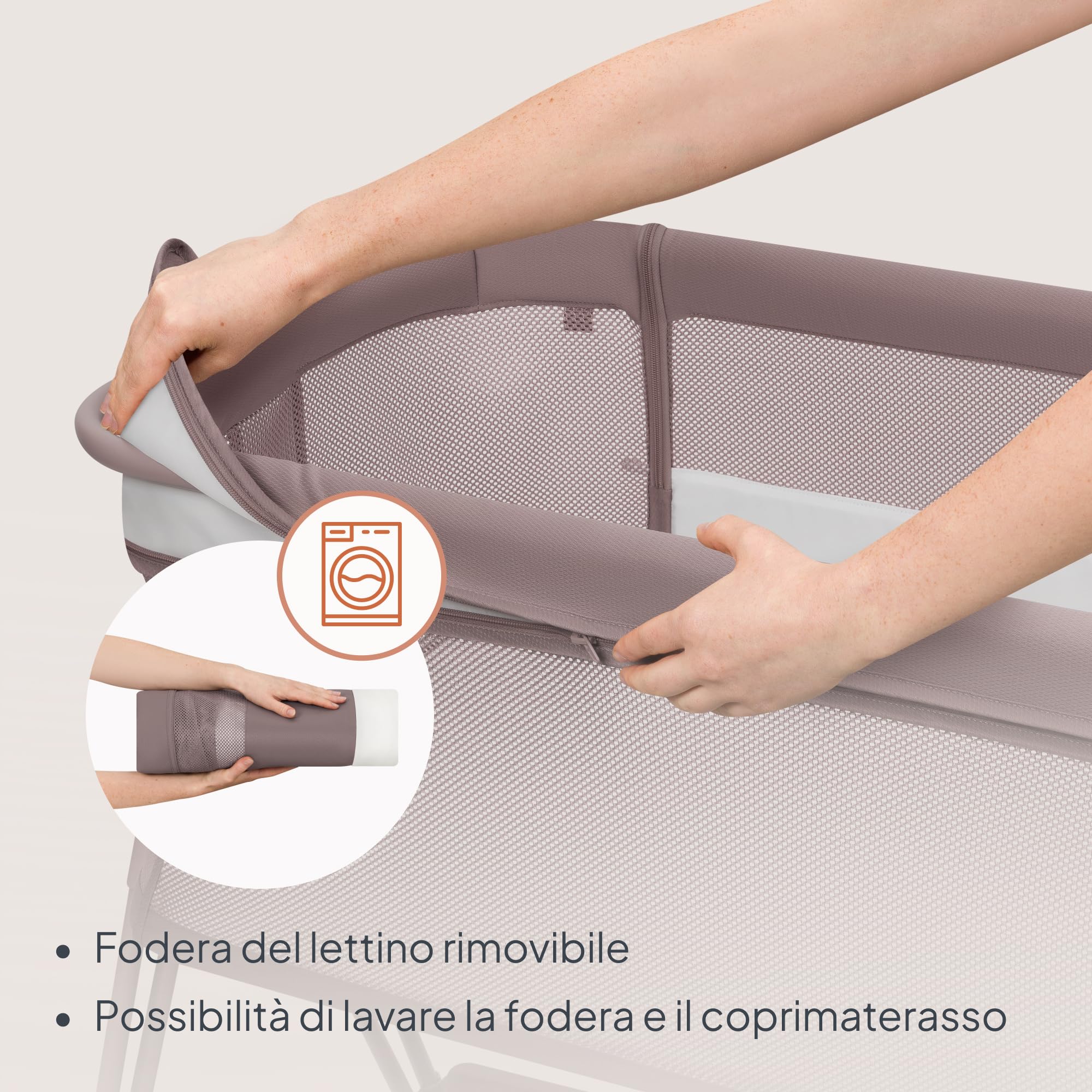 lionelo LUNA lettino portatile con materasso, co-sleeping, da neonato a 9kg, altezza e inclinazione regolabili, 4 ruote con blocco, fissaggio al letto dei genitori, arioso lettino da affiancare