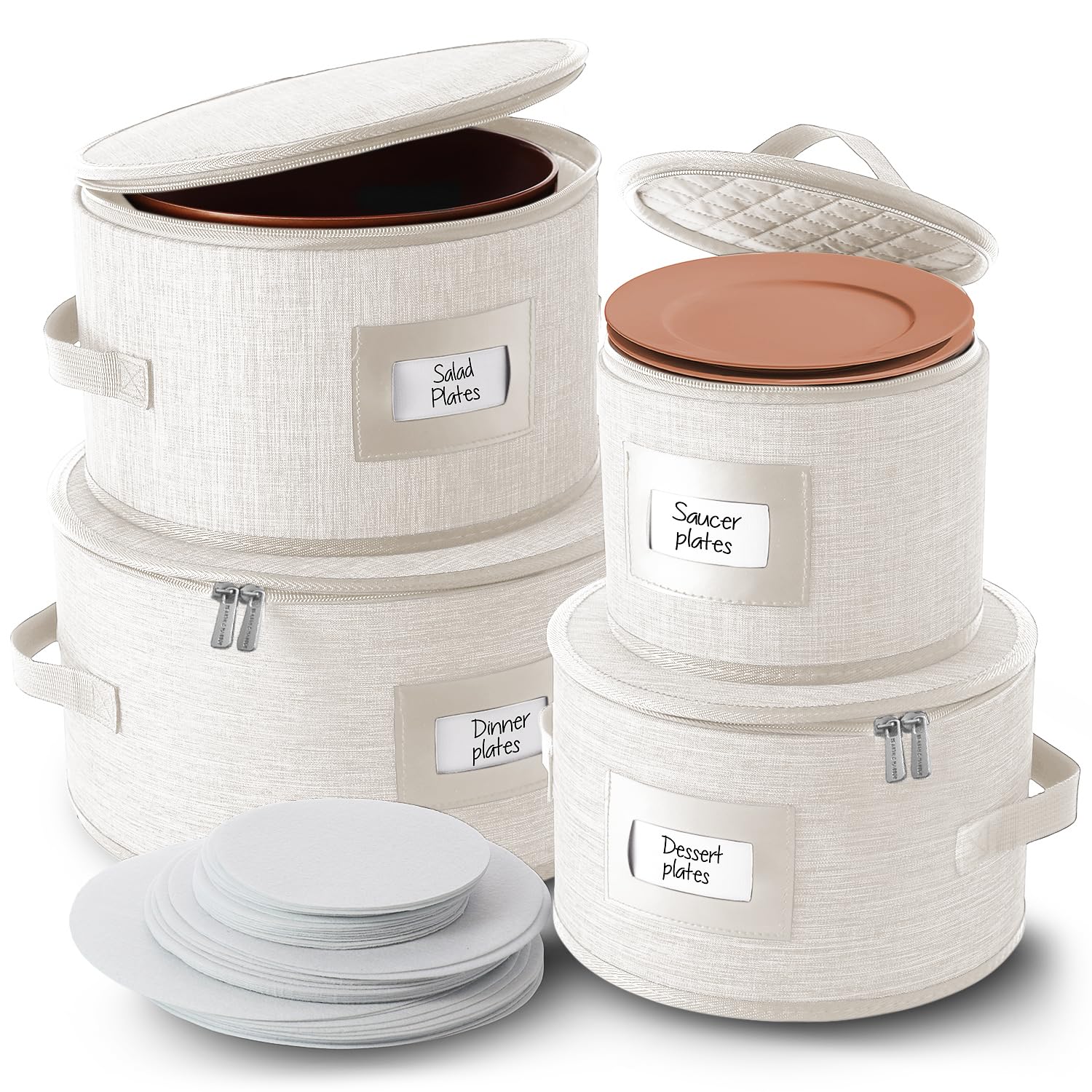 Hearth &amp; Harbor 4 Piece Dish Storage Containers, China Storage, Cream