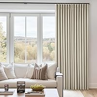 Vista 29 de Cortinas de lino 100% opacas de 90 pulgadas con pliegues de 2 paneles para sala de estar, con pestaña trasera plisada, cortinas oscuras