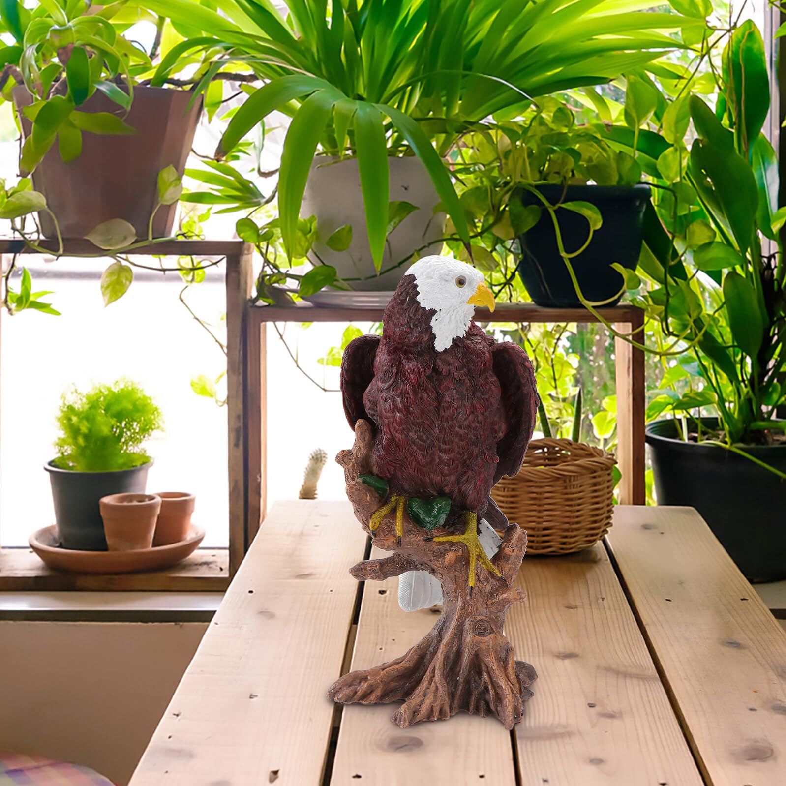 Toyvian Aquila Decorativa Ornamento Originale Marrone Scultura in Resina Riproduzione Realistica per Decorazioni Casa e Giardino per Appassionati di Giardinaggio