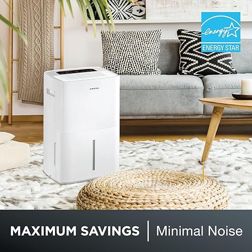 Miniatura 8 de Amana Deshumidificador portátil de 50 pintas con bomba para sótano, garaje, sala de estar, ático, 115 V, con apagado automático y temporizador,