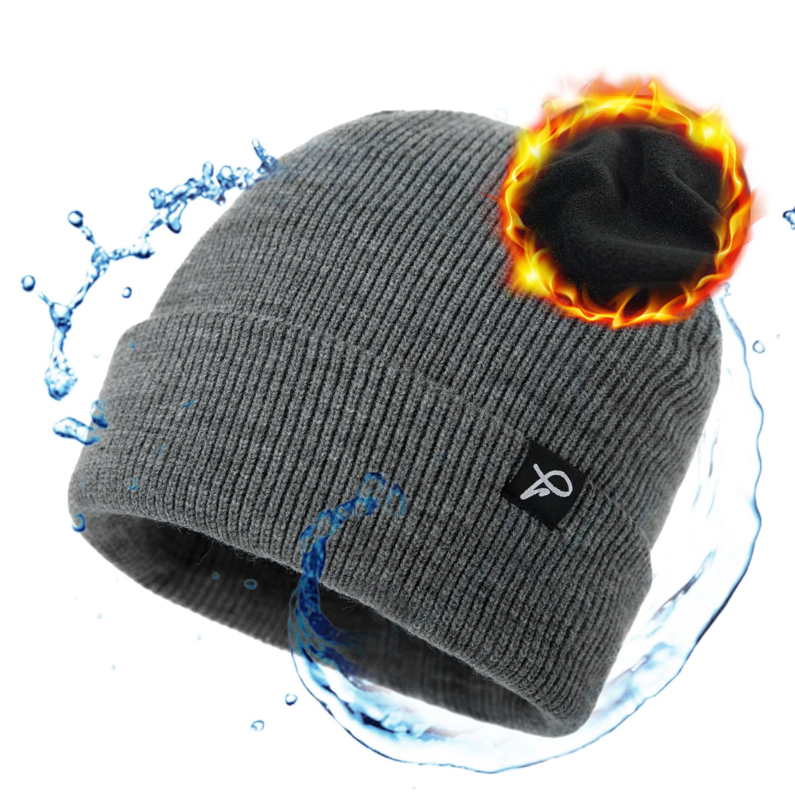 TOP-EX Windstopper wasserdichte Wintermütze Herren & Damen, Warme Fleece-gefütterte Strickmütze Beanie, Atmungsaktive Outdoor Lauf- & Skimütze, Winddichter Regenschutz, Herrenmütze
