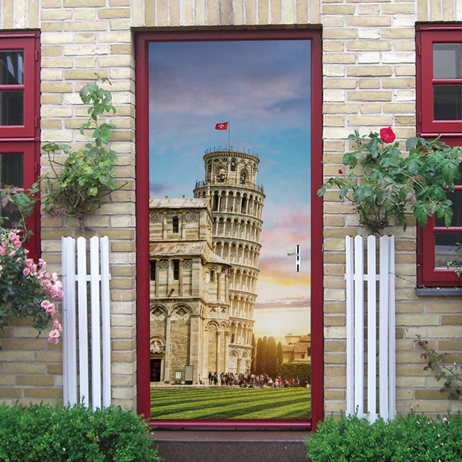 Door Decal Retro&Louvre Door Stickers Decor Door Mural Removable Vinyl Door Wall Mural Door Wallpaper for Home Décor W37.4 x H84.6inch