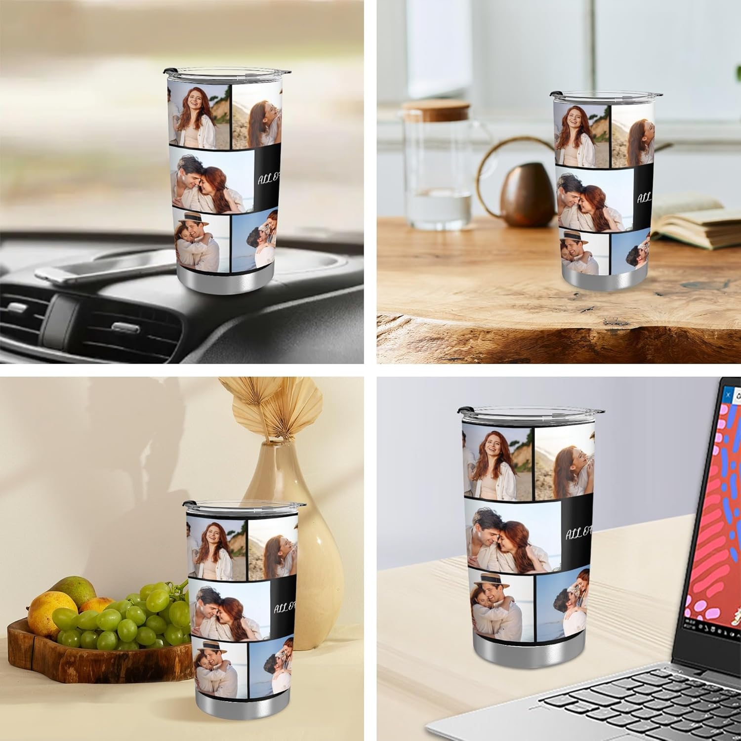 Personalized Coffee Tumbler with Picture and Text 20OZ Custom Travel Tumbler Cup with Lids for Birthday Anniversary Christmas (Photo 10) - Image 6