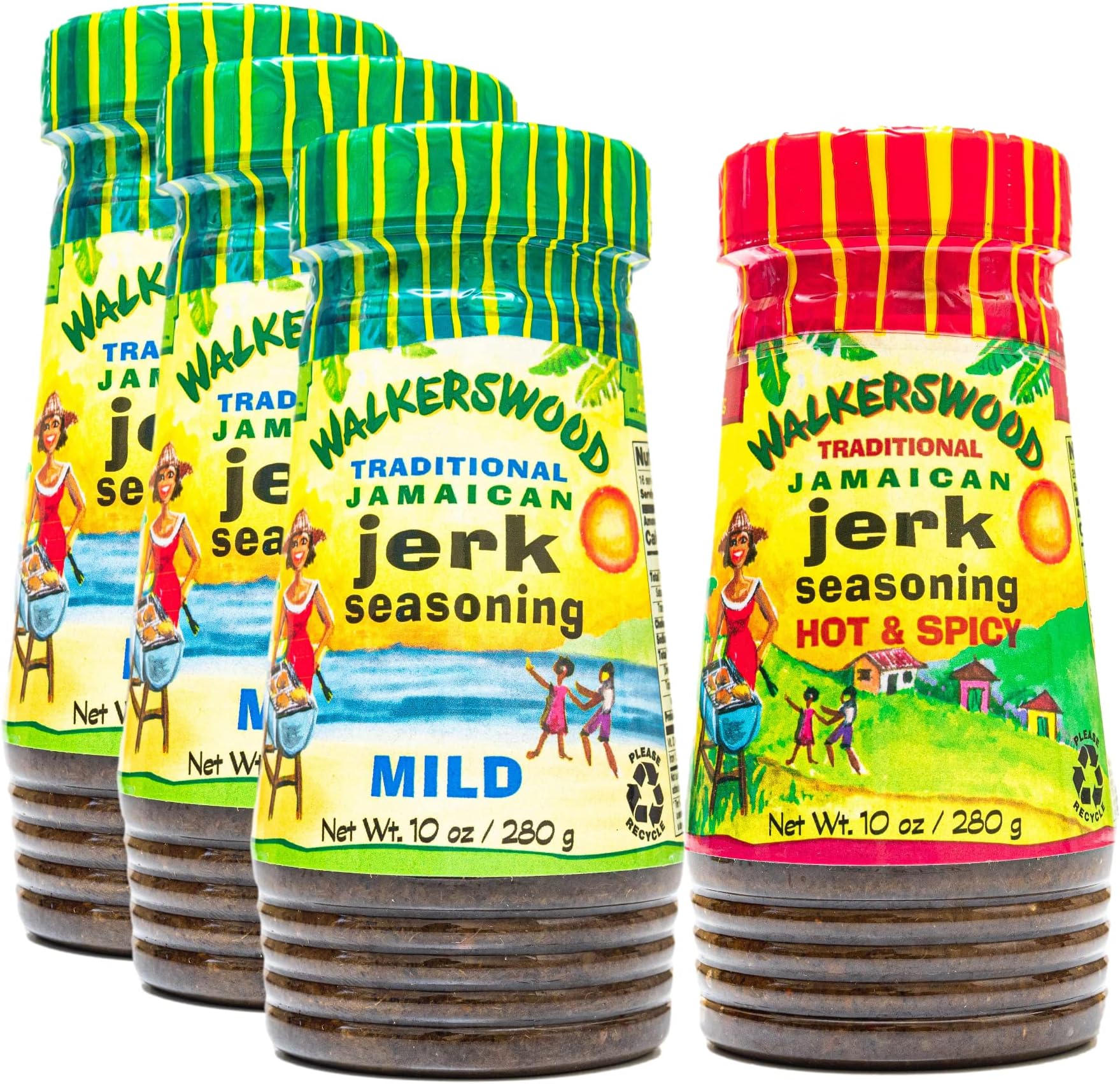 Walkerswood Jamaican Jerk Seasoning Mixed Pack 10 Oz Each Mild, Hot & Spicy