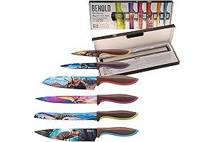 Jurassic Knife Set Bundle With BEHOLD Wall-Mounted Magnetic Holder Silver