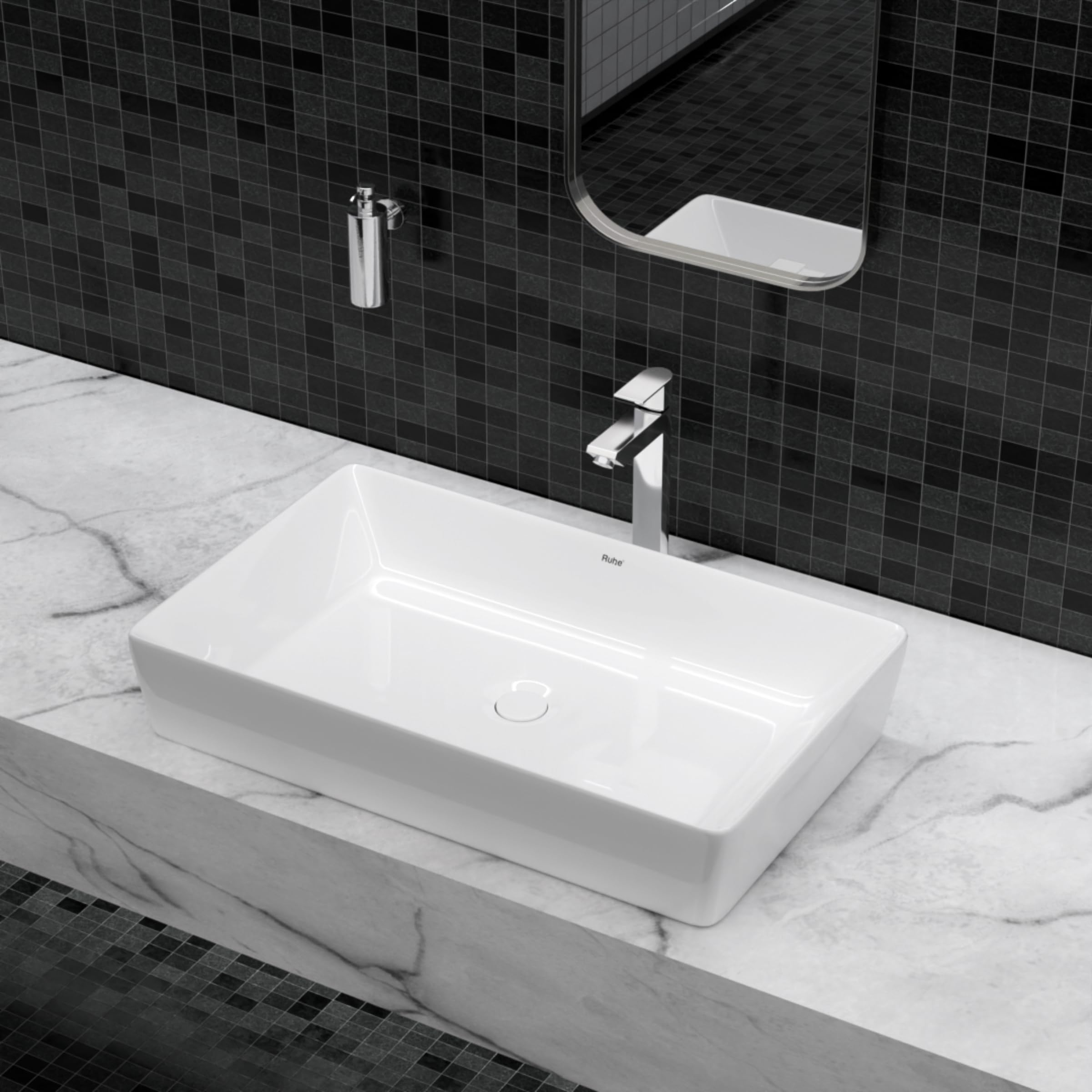 Ruhe Virgo Ceramic Wash Basin - Modern Bathroom Sink -12