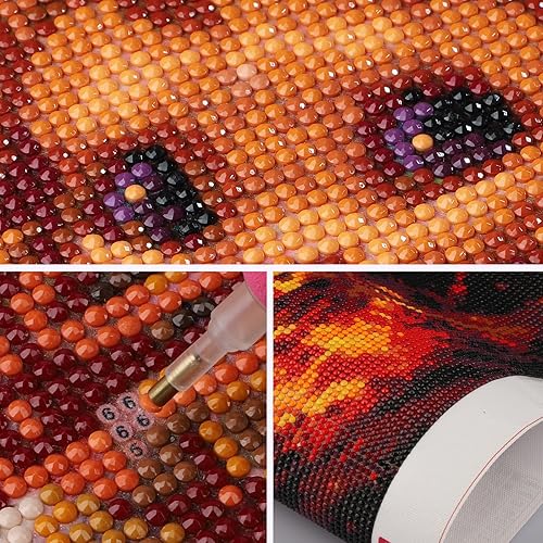 Miniatura 5 de SENQAO Kits de pintura de diamantes de pájaro para adultos, taladro completo, arte de diamantes de colibrí, arte de diamante, paisaje redondo, kits