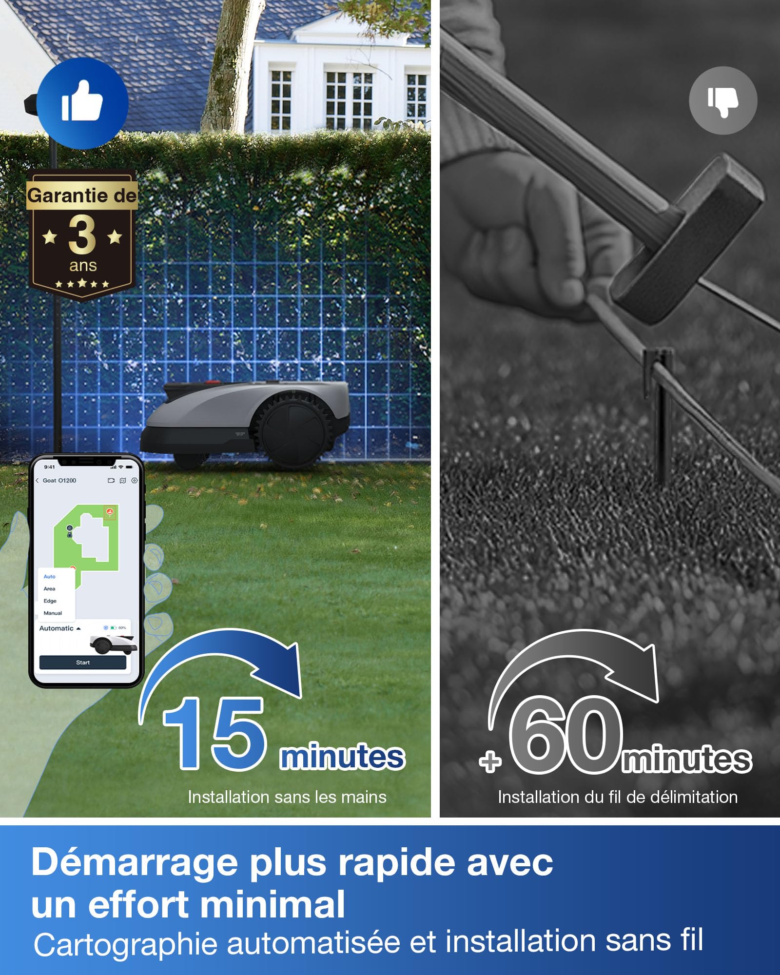 ECOVACS Goat O1200 RTK Robot Tondeuse sans Fil périphérique 1200 m² — vue 2