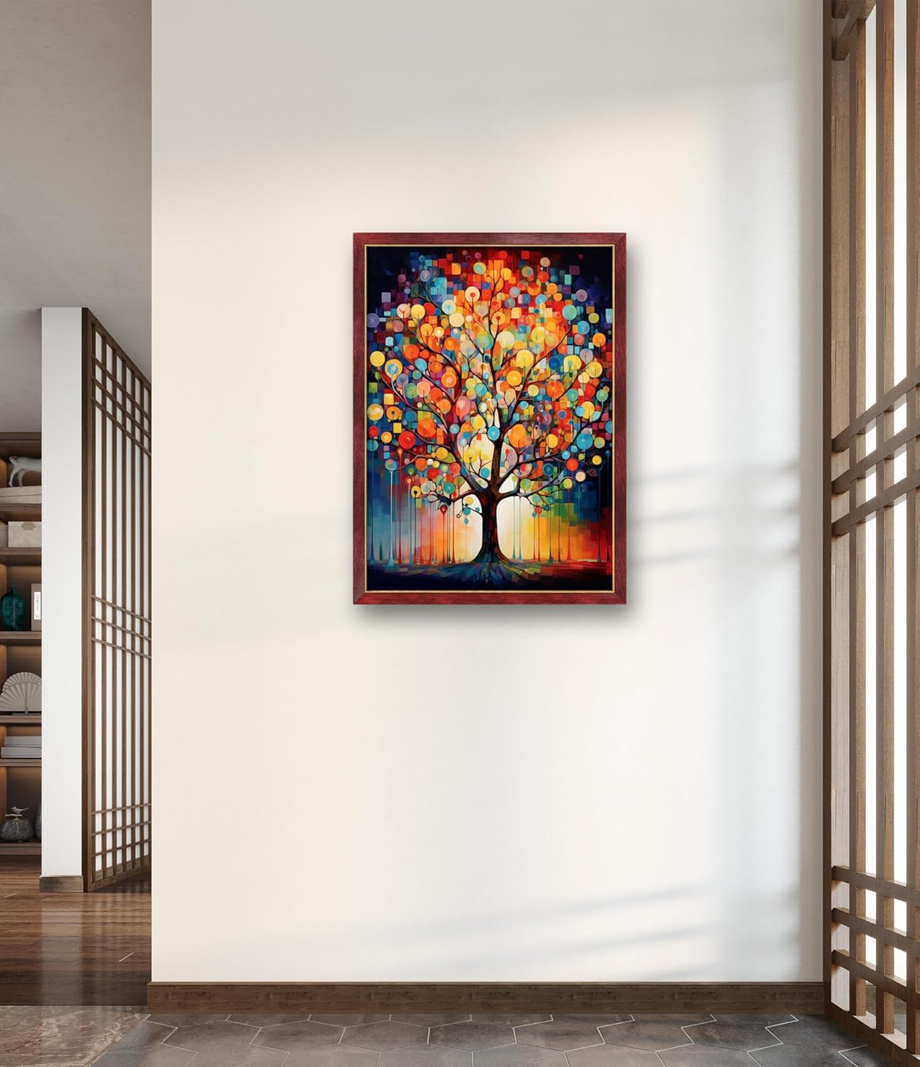 Leczany Cross Stitch Stamped Kit for Beginner - Colorful Tree | DIY Embroidery Starter Patterns Craft Kit Needlepoint for Adults | 11CT, 3 Strands | 13x18.1 inches
