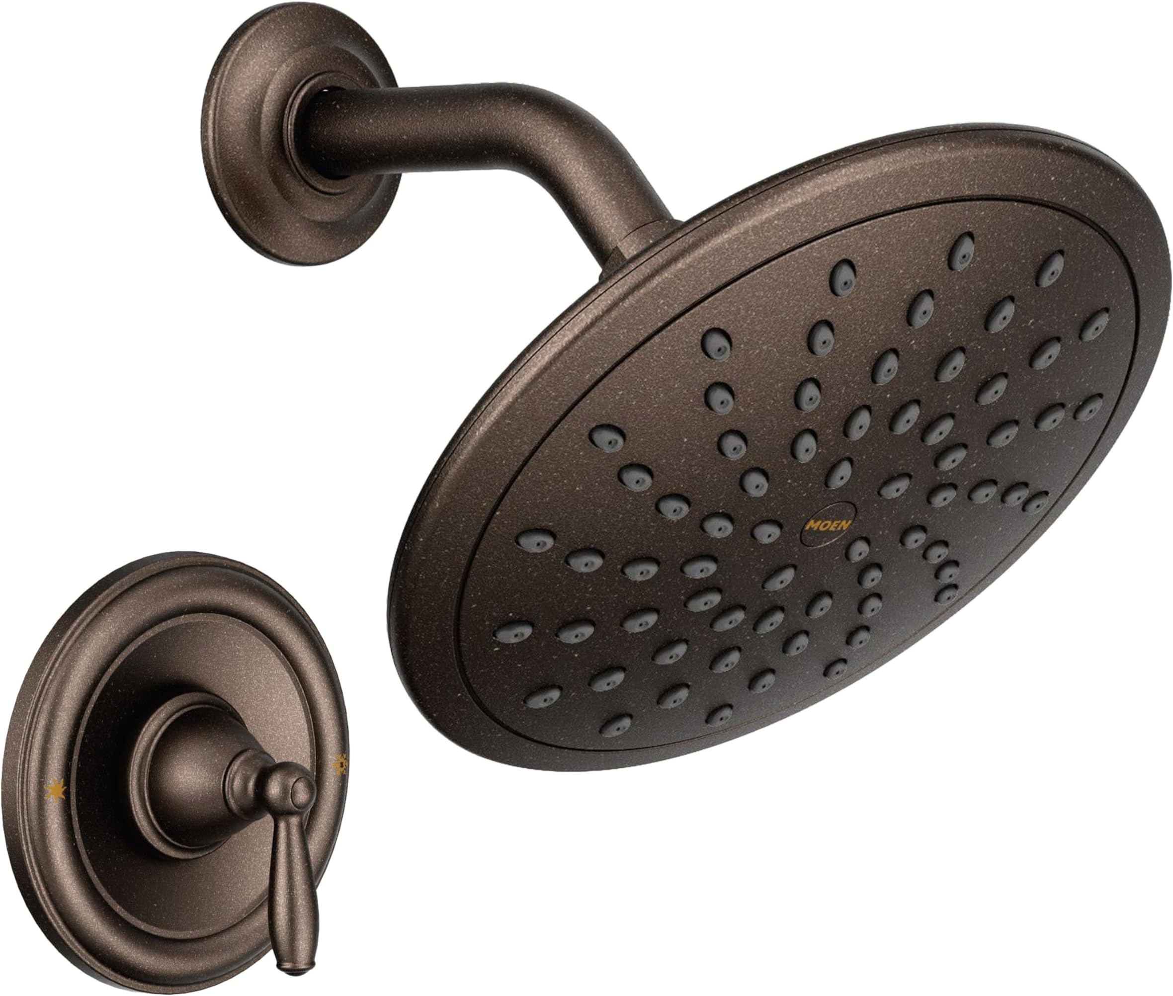 Moen Brantford Oil Rubbed Bronze Shower Trim Kit, featuring Eco-Performance Wide Rain Shower Head and Traditional Shower Lever Handle, (Posi-Temp Valve Required), T2252EPORB