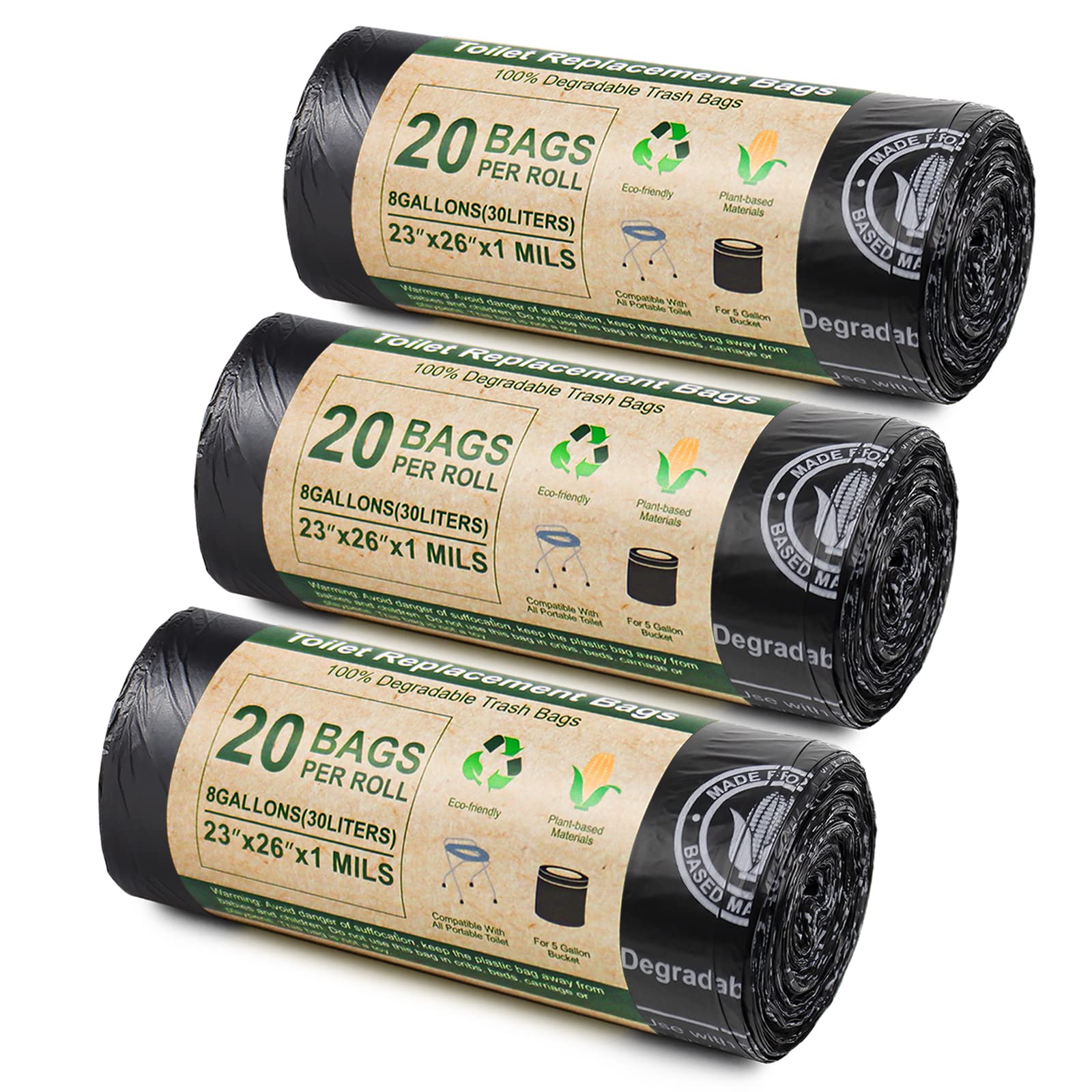 Buy BLIKA 60 Count Portable Toilet Replacement Bags 8 Gallon, 30