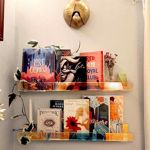 Miniatura 4 de Estantería acrílica iridiscente de 24 pulgadas para niños, estantes montados en la pared para libros para habitación de niños, guardería, aula