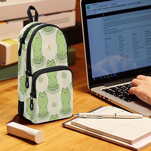 Miniatura 6 de Estuche para lápices de rana de gran capacidad para niñas y niños, estuche para lápices con cremallera para mujeres, adultos, niños, estudiantes,