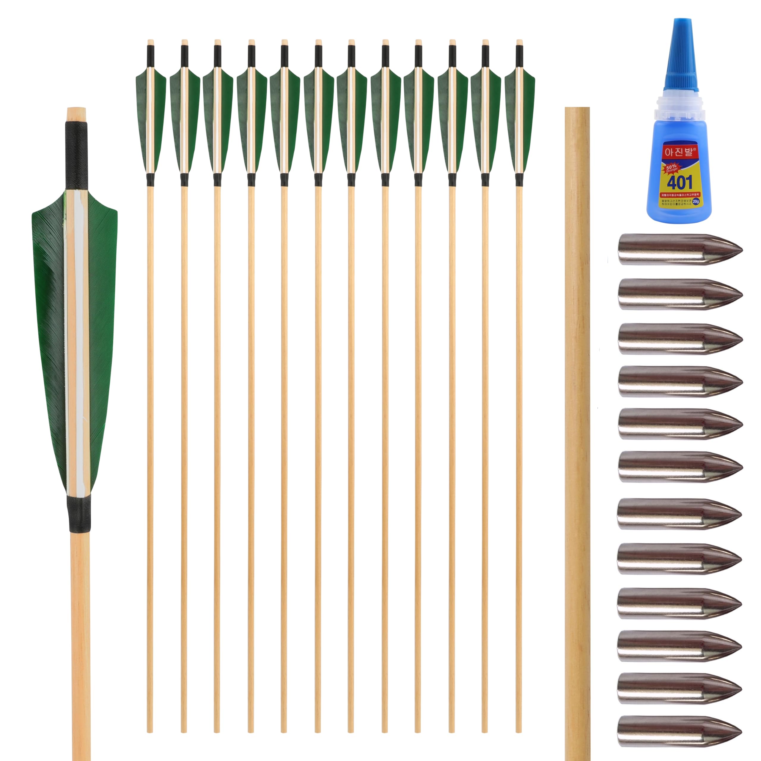 32“ Arco Tradizionale in Legno/bambù frecce da Caccia con 5” Piuma di Tacchino frecce di tiro per Arco ricurvo Longbow Arco Tradizionale 6/12pcs