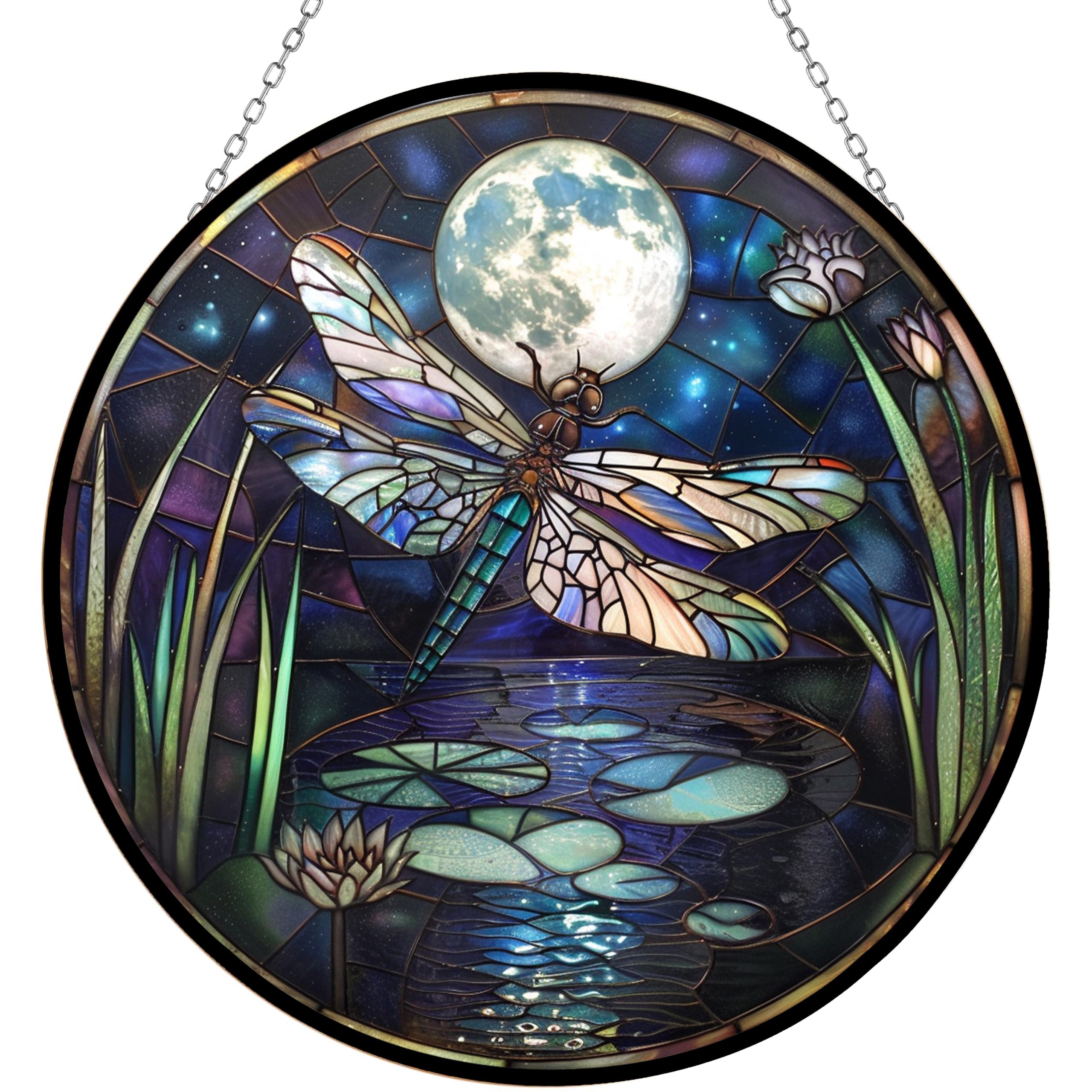 365CUSGIFTS River and Dragonfly Pattern Suncatcher Stained Glass Window Hangings for Women Mom Red Birds Sun Catchers Colorful Ornament Bird Lovers Gift Gifts for Women Mom Wife