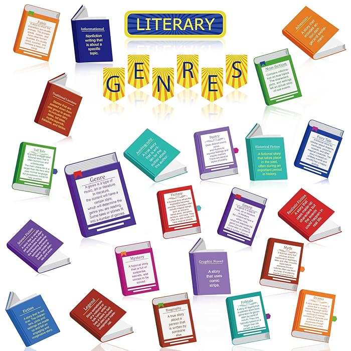 Buy 29 Pieces Literary Genres Reading Classroom Educational Bulletin Board Decorations Library