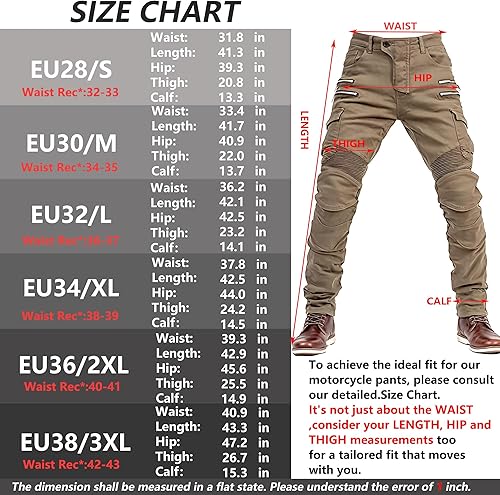 Miniatura 5 de LOMENG Pantalones de equitación para motocicleta, Motocross, Ciclismo, Jeans de seguridad CE Rodilla Cadera extraíble blindado todas las estaciones