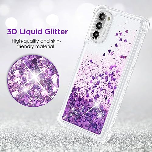 Miniatura 2 de ANSHOW Funda para Moto G 5G 2022, parachoques a prueba de golpes con purpurina líquida, funda de TPU transparente de arena movediza líquida, funda