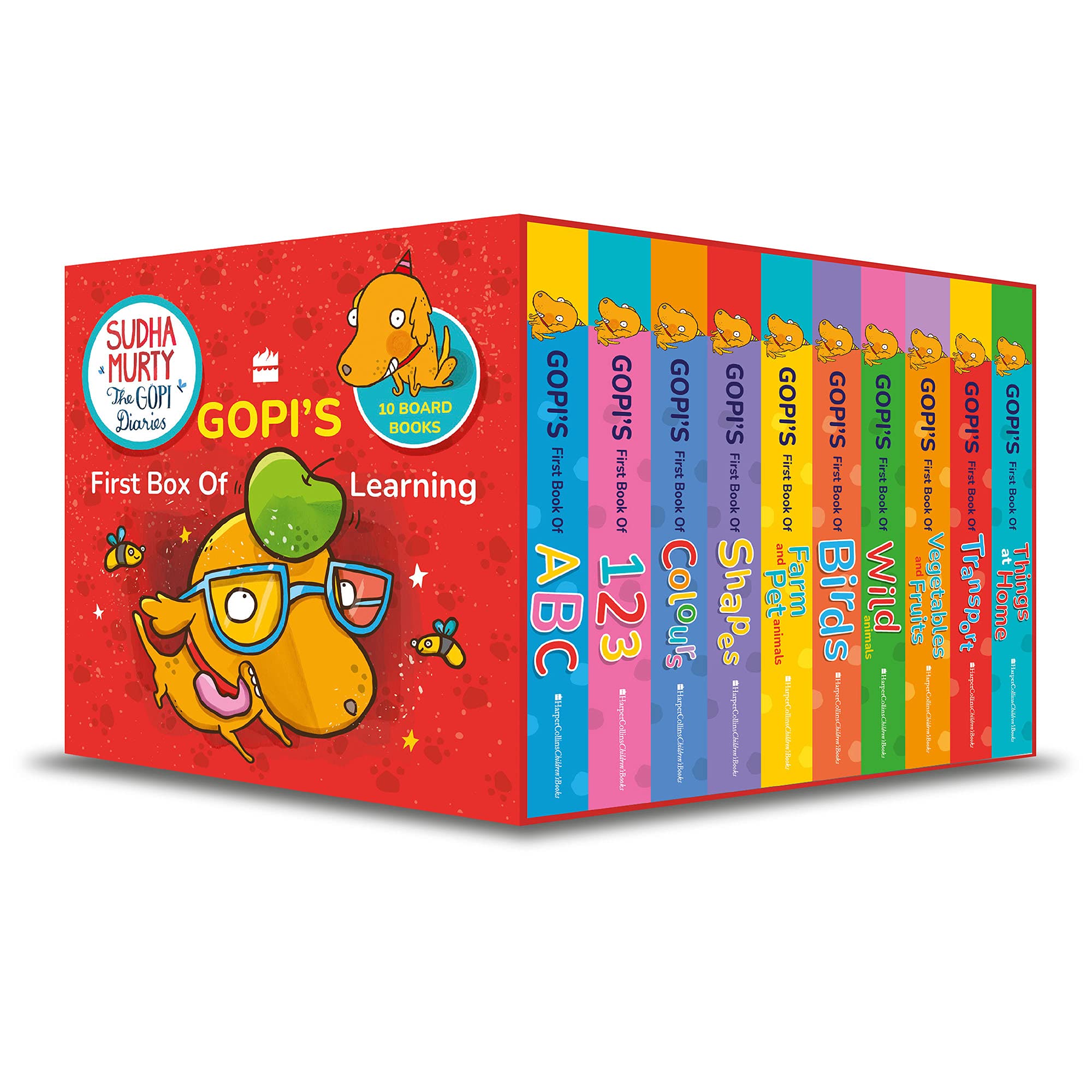 Gopi's First Box Of Learning: Based on Gopi the dog, from Sudha Murty's Gopi Diaries! Boxset of 10 Early Learning Board Books for Children (Age