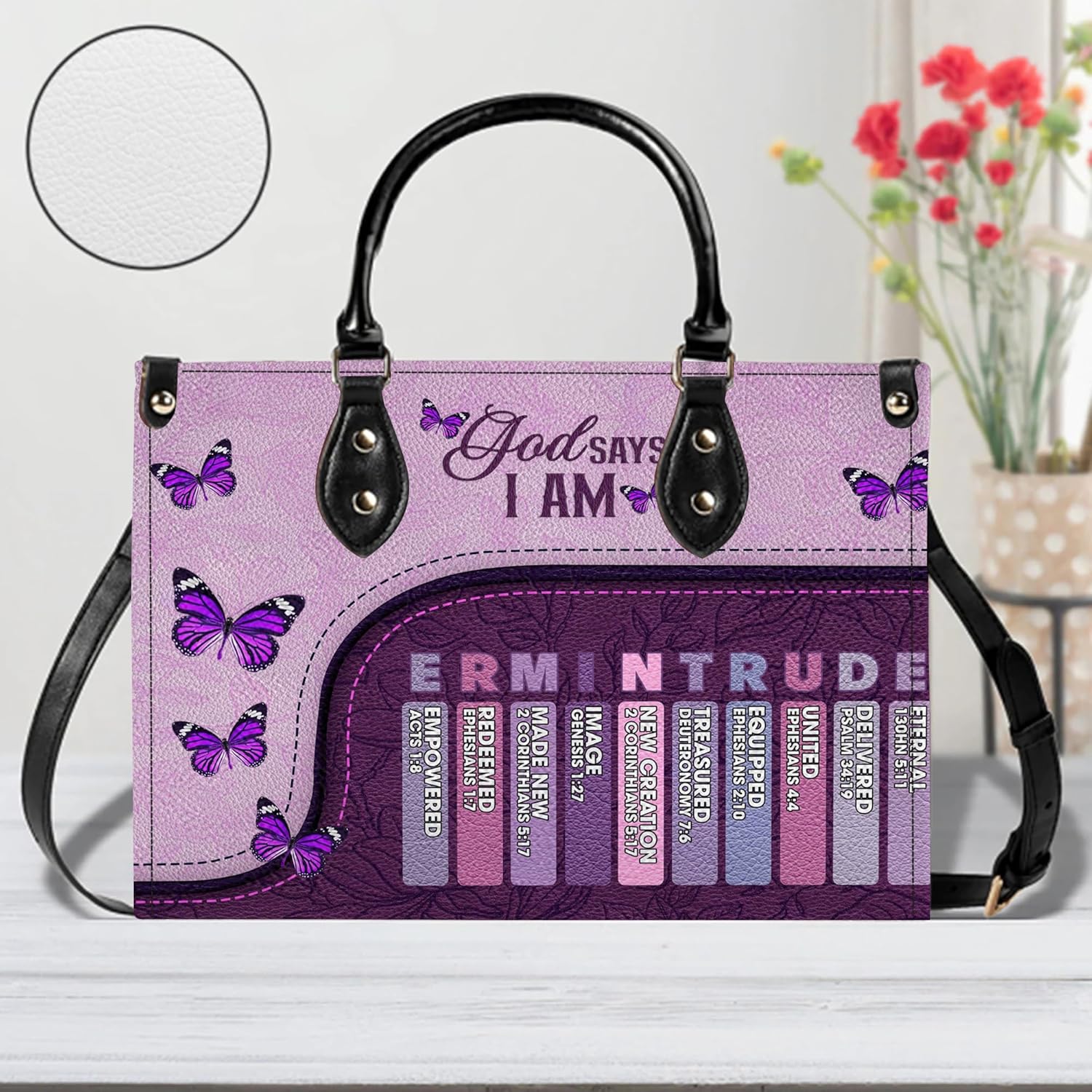 Personalized Christian Leather Handbag, Jesus Christian Tote Bag, Bible Purse, Religious Bags Gift for Mom, Women - Image 8