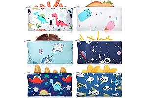 Pack of 6 Reusable Snack Bags for Kids: Perfect for School, Lunch, and Snacks!