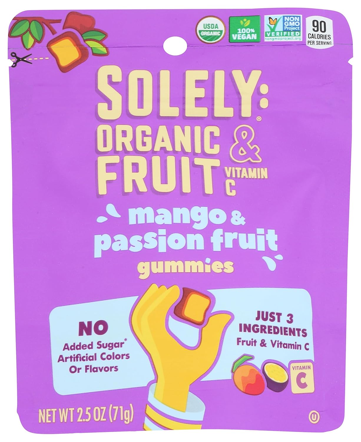 SOLELY Organic Mango & Passion Fruit Whole Fruit Gummies