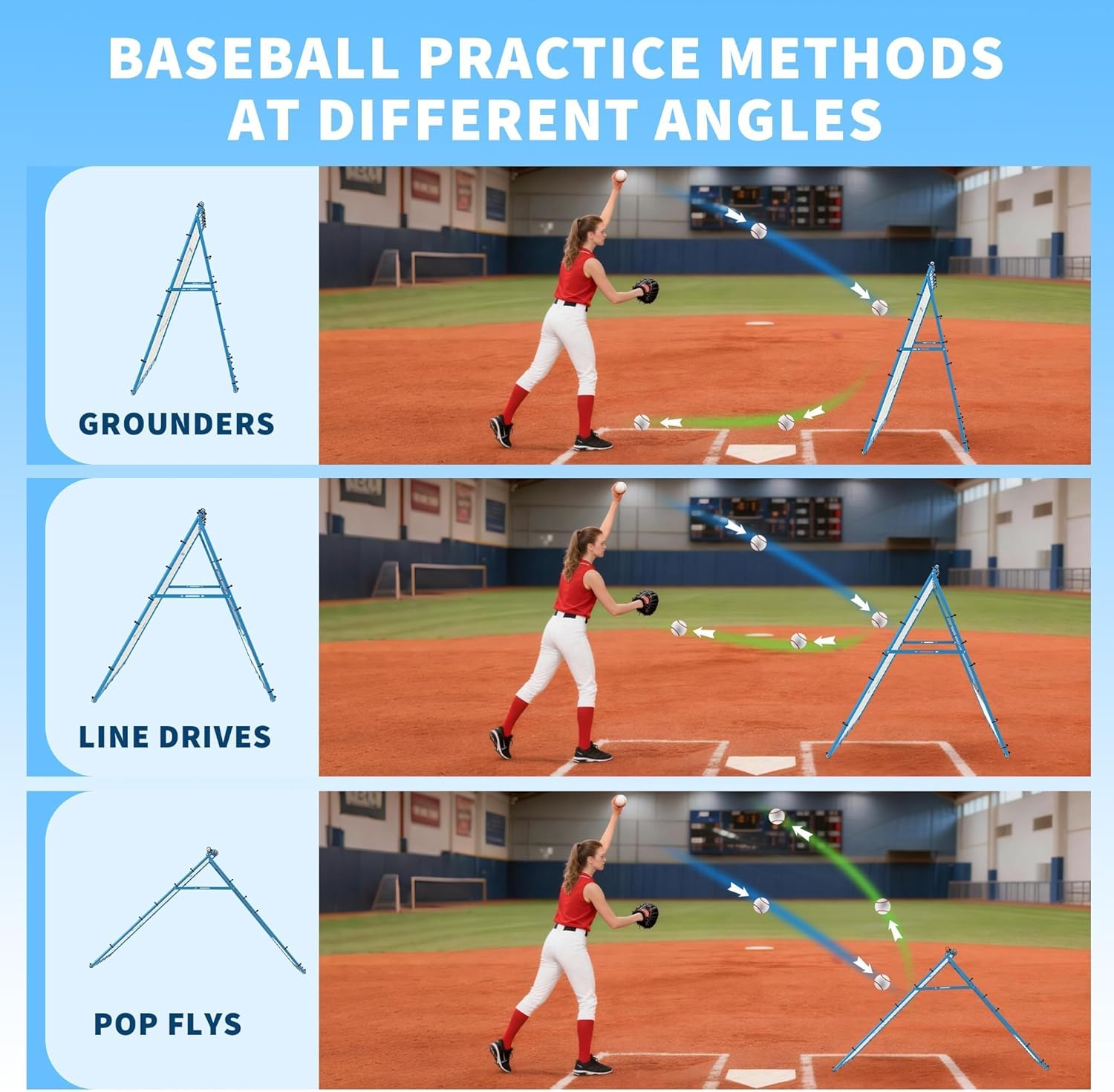 2-in-1 Pitching Net and Rebound Trainer, Baseball Practice Return Screen for Pitching Practice