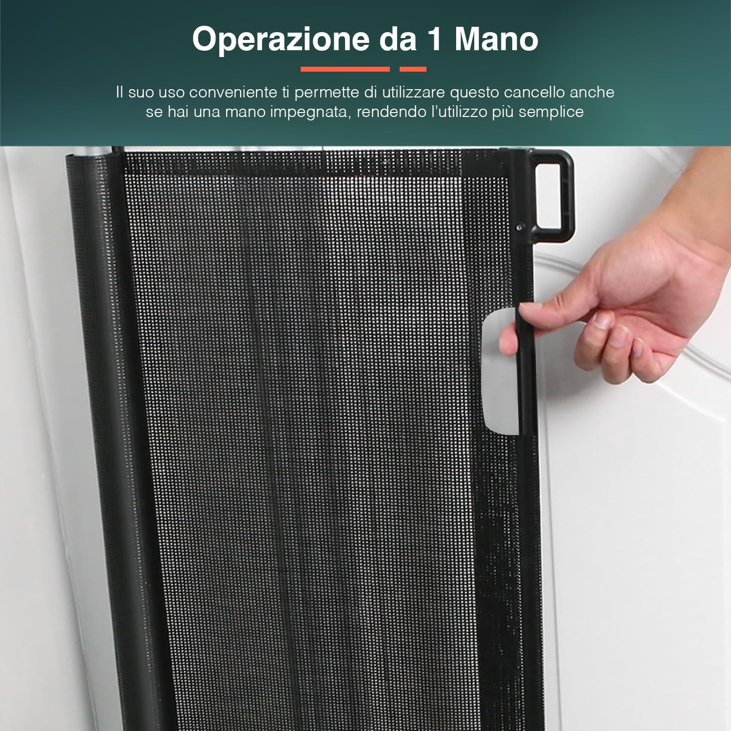 Cancello di Sicurezza per Bambini e Animali Estendibile - Cancelletto Ideale per Scale e Porte, Meccanismo di Blocco Facile, Montaggio a Vite, in ABS e PVC, 130x88 cm, Nero
