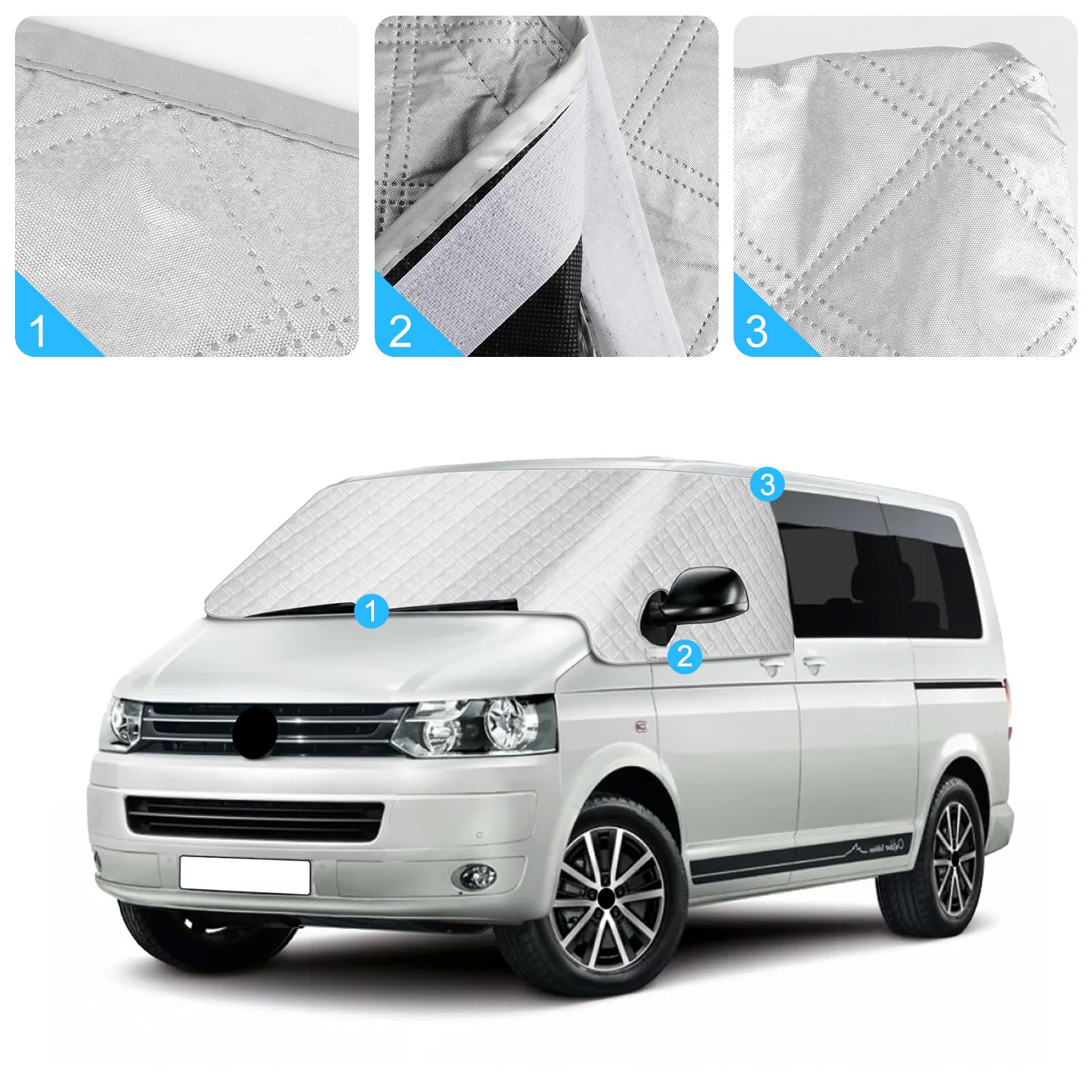 Tenda parasole per parabrezza per VW T5 2003-2015, parasole esterno riflettente a 5 strati, copertura protettiva anti-UV/antigelo/antighiaccio/antipolvere per VW T5 2003-2015