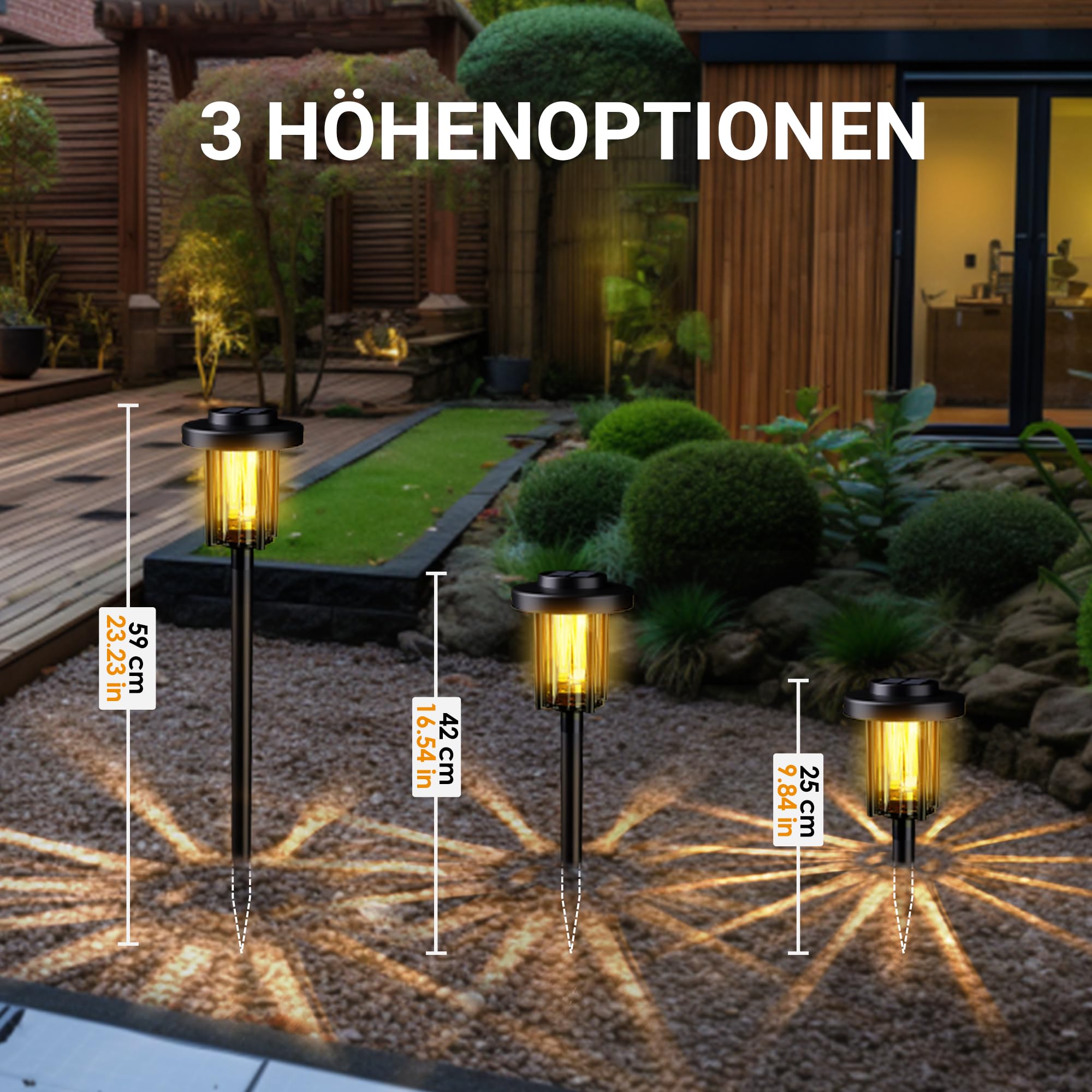 Solpex Solarlampen für Außen, 6 Stück LED Solarleuchten Garten Deko, wasserdichte solarbetriebene Wegbeleuchtung für Garten, Terrasse, Landschaft, Gehweg, Warmweiß