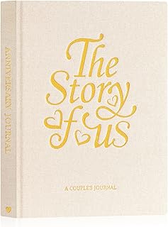 Lanpn Wedding Anniversary Journal - The Story of Us, Linen Dating 1st to 70th Couple Memory Book Wedding Scrapbook, 190 Pages Love Stories Notebook Marriage Newlywed Bridal Shower Gift, Beige
